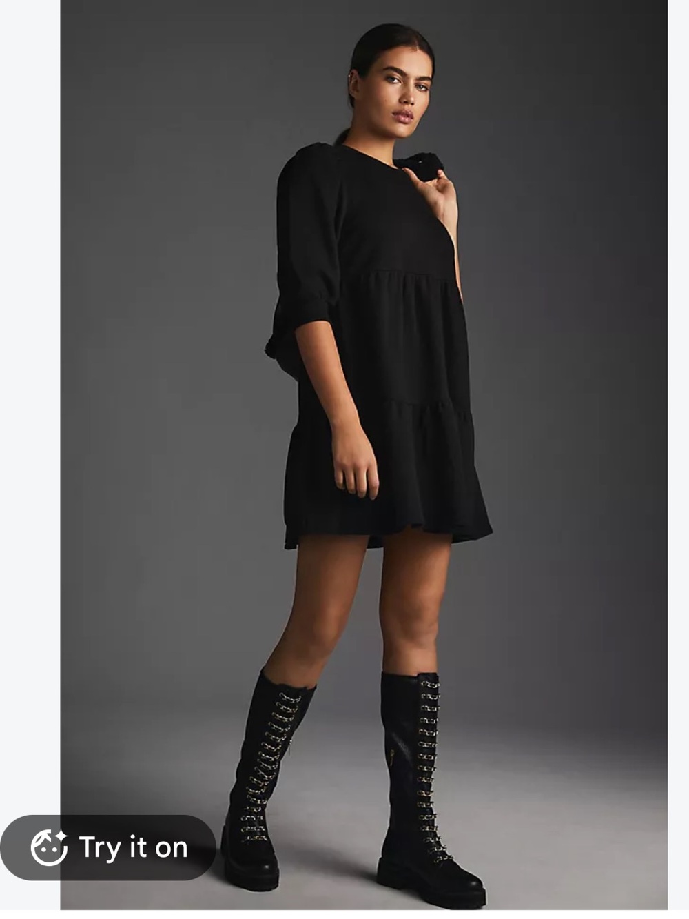 T.La Puffed Sleeved Tiered Mini Dress